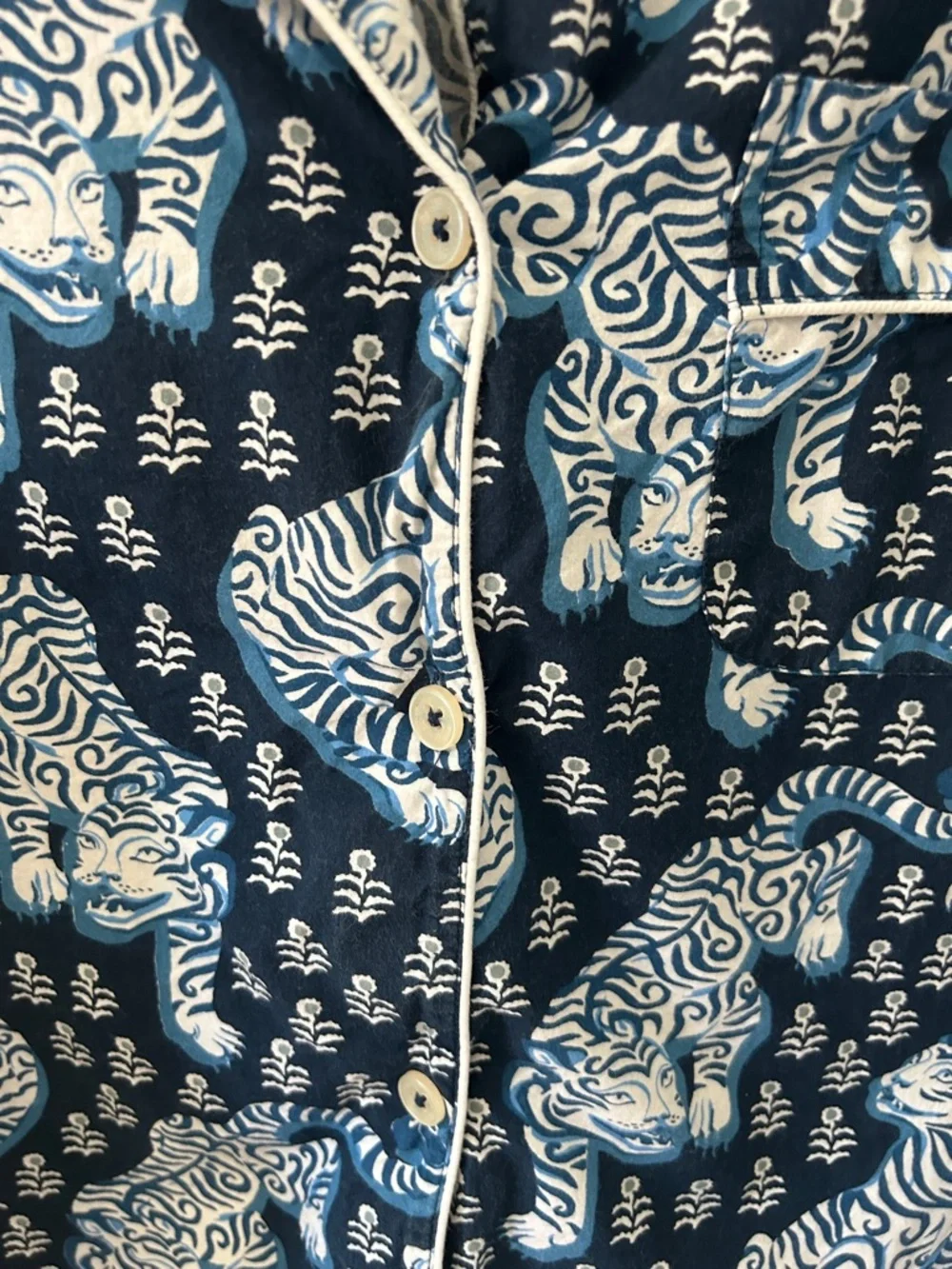 Printfresh Tiger Queen Pajama Top M Navy & White Organic Cotton - Picture 12 of 14